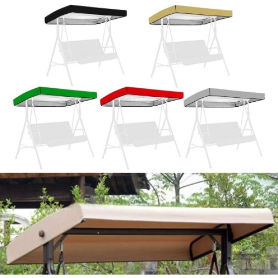 Kanopi pengganti untuk kursi ayun, ayunan taman, penutup kursi, outdoor, teras, ayunan, kanopi dengan lubang samping, 191 x 120 x 20 cm (beige)